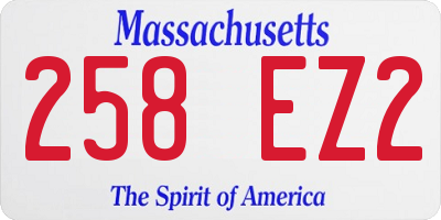 MA license plate 258EZ2