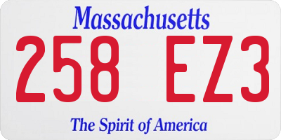 MA license plate 258EZ3