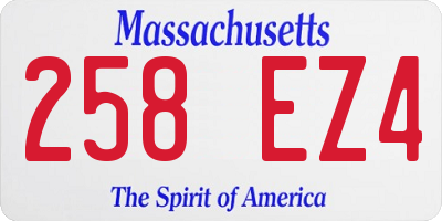 MA license plate 258EZ4