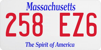 MA license plate 258EZ6