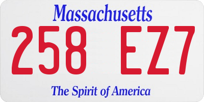 MA license plate 258EZ7