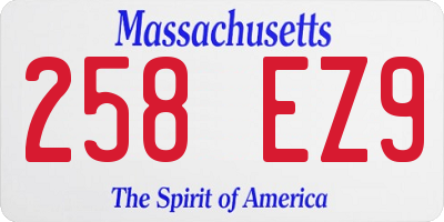 MA license plate 258EZ9