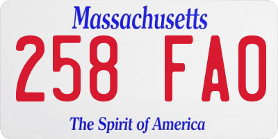 MA license plate 258FA0
