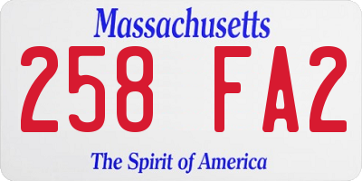 MA license plate 258FA2