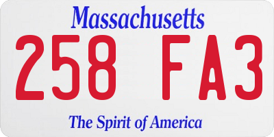 MA license plate 258FA3