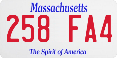 MA license plate 258FA4