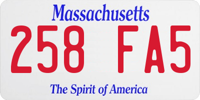 MA license plate 258FA5