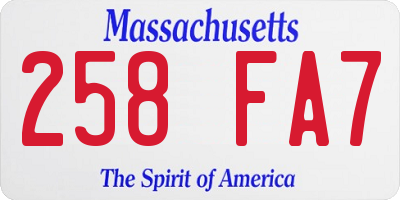 MA license plate 258FA7