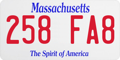 MA license plate 258FA8