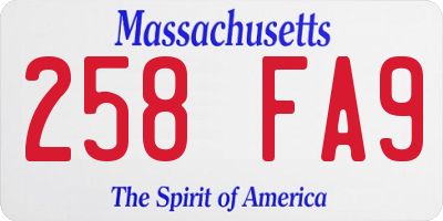 MA license plate 258FA9