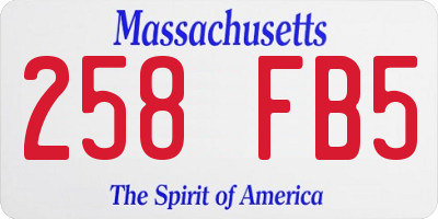 MA license plate 258FB5