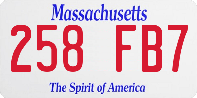 MA license plate 258FB7