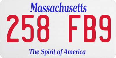MA license plate 258FB9