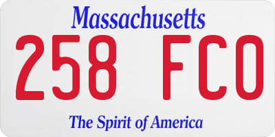 MA license plate 258FC0