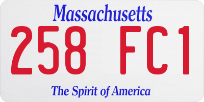 MA license plate 258FC1