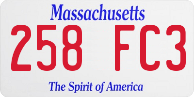 MA license plate 258FC3
