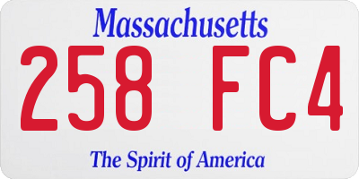 MA license plate 258FC4