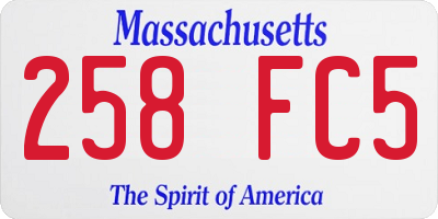 MA license plate 258FC5