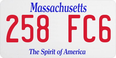 MA license plate 258FC6