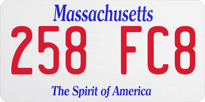 MA license plate 258FC8