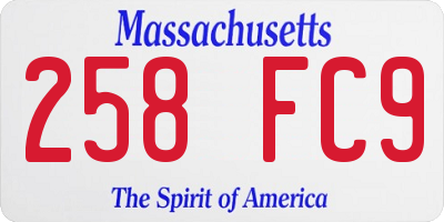 MA license plate 258FC9