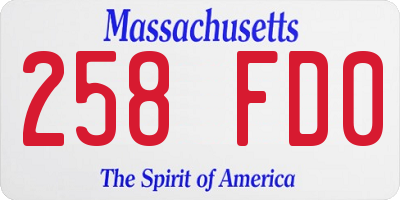 MA license plate 258FD0