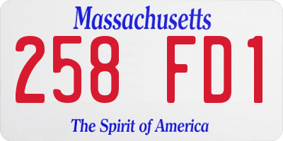 MA license plate 258FD1