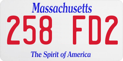 MA license plate 258FD2