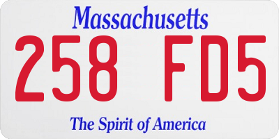 MA license plate 258FD5