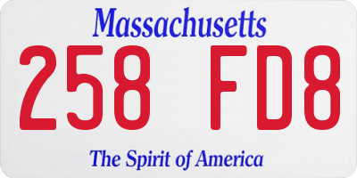 MA license plate 258FD8