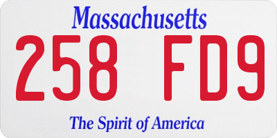 MA license plate 258FD9