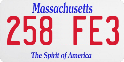 MA license plate 258FE3