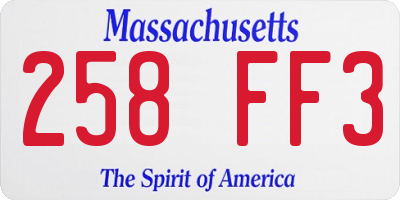 MA license plate 258FF3