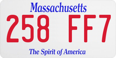 MA license plate 258FF7