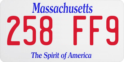 MA license plate 258FF9