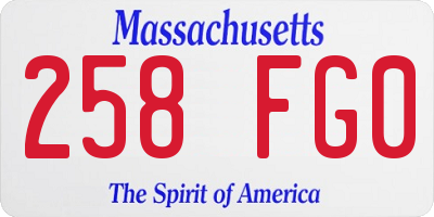 MA license plate 258FG0