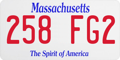MA license plate 258FG2