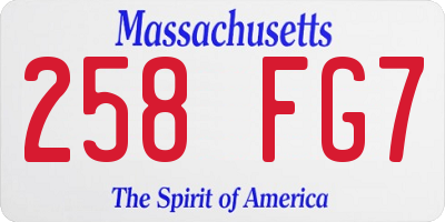MA license plate 258FG7
