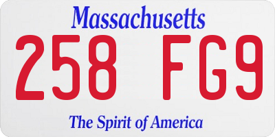 MA license plate 258FG9