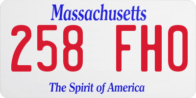 MA license plate 258FH0