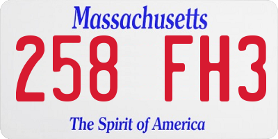 MA license plate 258FH3