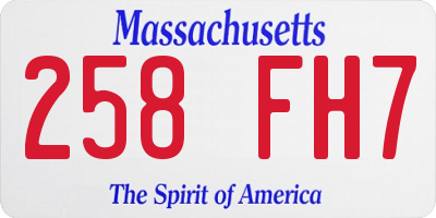MA license plate 258FH7
