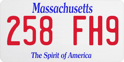 MA license plate 258FH9