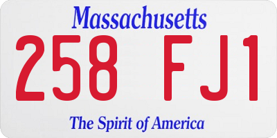 MA license plate 258FJ1