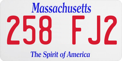 MA license plate 258FJ2