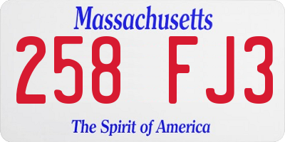 MA license plate 258FJ3