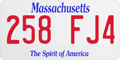 MA license plate 258FJ4