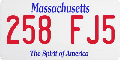 MA license plate 258FJ5