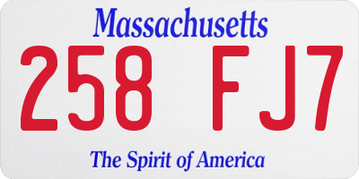 MA license plate 258FJ7