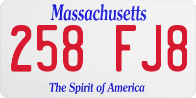 MA license plate 258FJ8